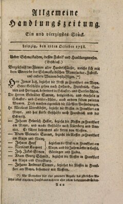 Allgemeine Handlungszeitung Samstag 11. Oktober 1788