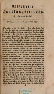 Allgemeine Handlungszeitung Samstag 14. Februar 1789