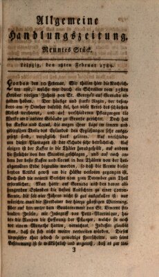 Allgemeine Handlungszeitung Samstag 28. Februar 1789