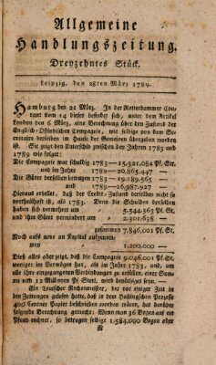 Allgemeine Handlungszeitung Samstag 28. März 1789