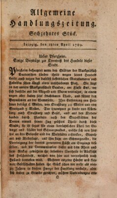 Allgemeine Handlungszeitung Samstag 18. April 1789