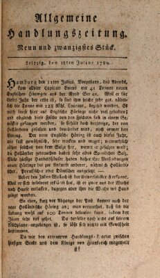 Allgemeine Handlungszeitung Samstag 18. Juli 1789