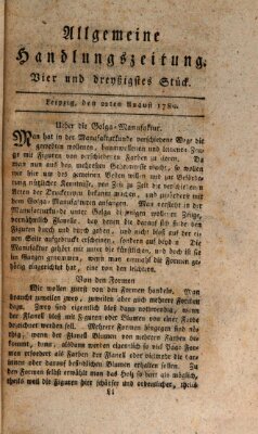 Allgemeine Handlungszeitung Samstag 22. August 1789