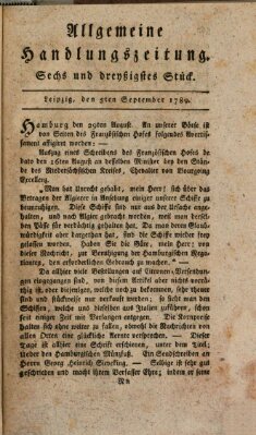 Allgemeine Handlungszeitung Samstag 5. September 1789