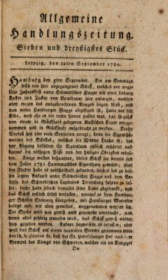 Allgemeine Handlungszeitung Samstag 12. September 1789