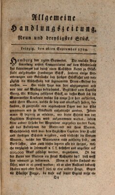 Allgemeine Handlungszeitung Samstag 26. September 1789