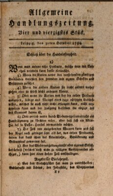 Allgemeine Handlungszeitung Samstag 31. Oktober 1789