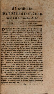 Allgemeine Handlungszeitung Samstag 7. November 1789