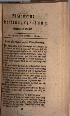 Allgemeine Handlungszeitung Samstag 13. Februar 1790