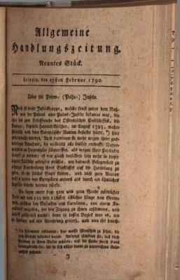 Allgemeine Handlungszeitung Samstag 27. Februar 1790