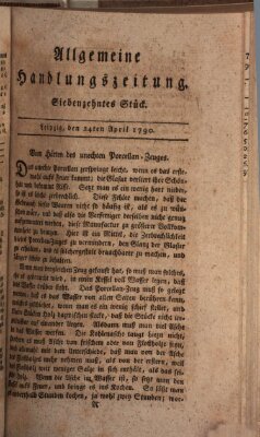 Allgemeine Handlungszeitung Samstag 24. April 1790