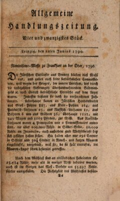 Allgemeine Handlungszeitung Samstag 12. Juni 1790