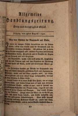 Allgemeine Handlungszeitung Samstag 14. August 1790