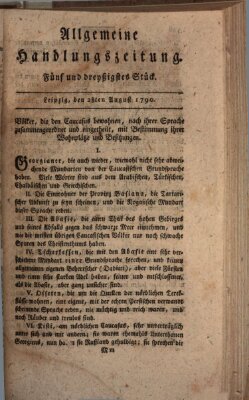 Allgemeine Handlungszeitung Samstag 28. August 1790