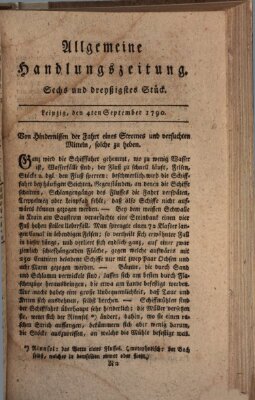 Allgemeine Handlungszeitung Samstag 4. September 1790