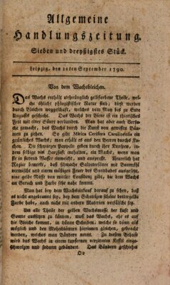 Allgemeine Handlungszeitung Samstag 11. September 1790