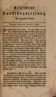 Allgemeine Handlungszeitung Samstag 2. Oktober 1790