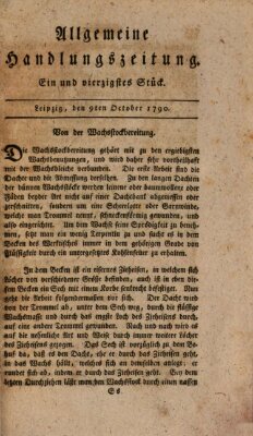 Allgemeine Handlungszeitung Samstag 9. Oktober 1790