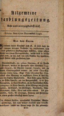 Allgemeine Handlungszeitung Samstag 27. November 1790