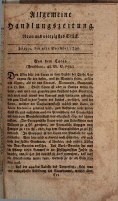 Allgemeine Handlungszeitung Samstag 4. Dezember 1790