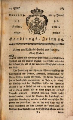 Kaiserlich-privilegirte allgemeine Handlungs-Zeitung und Anzeigen (Allgemeine Handlungs-Zeitung) Mittwoch 13. Juni 1798