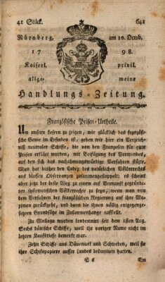 Kaiserlich-privilegirte allgemeine Handlungs-Zeitung und Anzeigen (Allgemeine Handlungs-Zeitung) Mittwoch 10. Oktober 1798