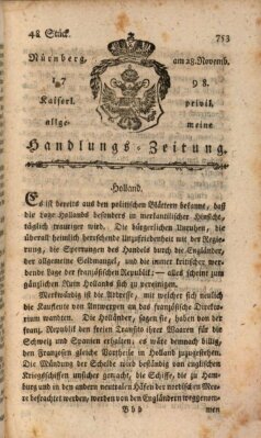 Kaiserlich-privilegirte allgemeine Handlungs-Zeitung und Anzeigen (Allgemeine Handlungs-Zeitung) Mittwoch 28. November 1798