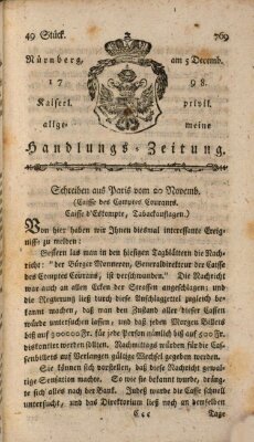 Kaiserlich-privilegirte allgemeine Handlungs-Zeitung und Anzeigen (Allgemeine Handlungs-Zeitung) Mittwoch 5. Dezember 1798