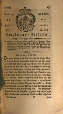 Kaiserlich-privilegirte allgemeine Handlungs-Zeitung und Anzeigen (Allgemeine Handlungs-Zeitung) Donnerstag 3. Februar 1803