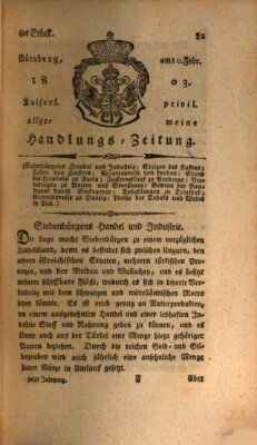 Kaiserlich-privilegirte allgemeine Handlungs-Zeitung und Anzeigen (Allgemeine Handlungs-Zeitung) Donnerstag 10. Februar 1803