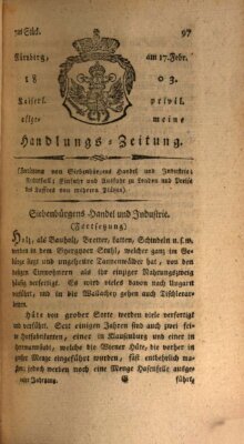 Kaiserlich-privilegirte allgemeine Handlungs-Zeitung und Anzeigen (Allgemeine Handlungs-Zeitung) Donnerstag 17. Februar 1803