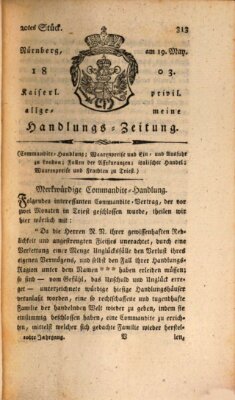 Kaiserlich-privilegirte allgemeine Handlungs-Zeitung und Anzeigen (Allgemeine Handlungs-Zeitung) Samstag 19. Mai 1798