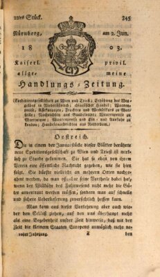 Kaiserlich-privilegirte allgemeine Handlungs-Zeitung und Anzeigen (Allgemeine Handlungs-Zeitung) Donnerstag 2. Juni 1803