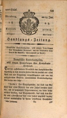 Kaiserlich-privilegirte allgemeine Handlungs-Zeitung und Anzeigen (Allgemeine Handlungs-Zeitung) Donnerstag 23. Juni 1803