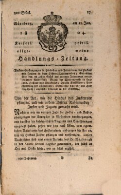 Kaiserlich-privilegirte allgemeine Handlungs-Zeitung und Anzeigen (Allgemeine Handlungs-Zeitung) Donnerstag 12. Januar 1804