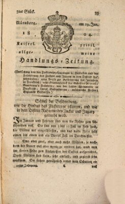 Kaiserlich-privilegirte allgemeine Handlungs-Zeitung und Anzeigen (Allgemeine Handlungs-Zeitung) Donnerstag 19. Januar 1804