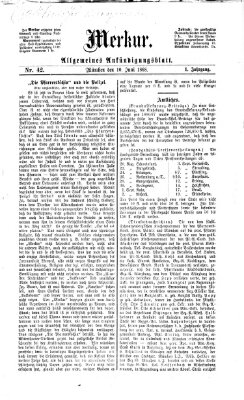 Merkur Mittwoch 10. Juni 1868