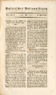 Baierisches National-Blatt Mittwoch 21. April 1819