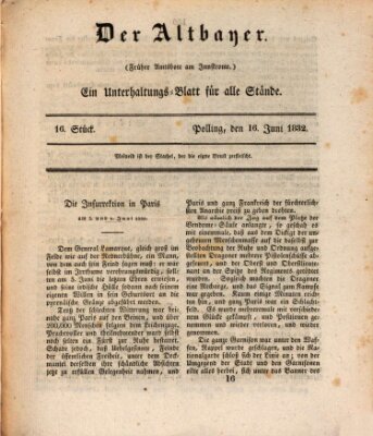 Der Altbayer Samstag 16. Juni 1832