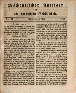 Wöchentlicher Anzeiger für die katholische Geistlichkeit Mittwoch 8. Mai 1833