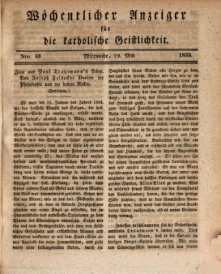 Wöchentlicher Anzeiger für die katholische Geistlichkeit Mittwoch 29. Mai 1833