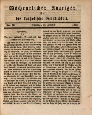 Wöchentlicher Anzeiger für die katholische Geistlichkeit Samstag 26. Oktober 1833