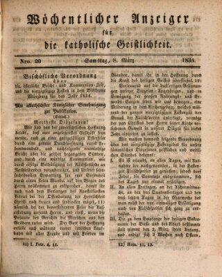 Wöchentlicher Anzeiger für die katholische Geistlichkeit Samstag 8. März 1834