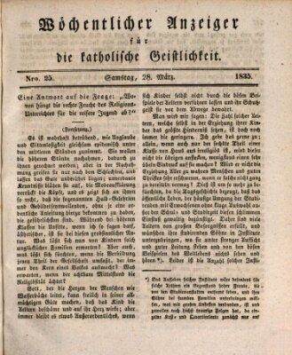 Wöchentlicher Anzeiger für die katholische Geistlichkeit Samstag 28. März 1835