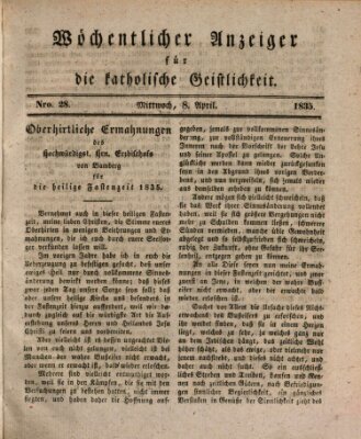 Wöchentlicher Anzeiger für die katholische Geistlichkeit Mittwoch 8. April 1835