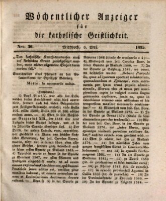 Wöchentlicher Anzeiger für die katholische Geistlichkeit Mittwoch 6. Mai 1835