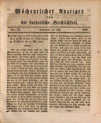 Wöchentlicher Anzeiger für die katholische Geistlichkeit Mittwoch 8. Juli 1835