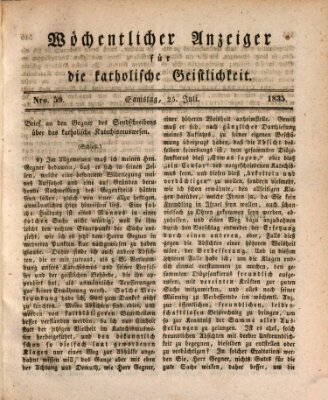 Wöchentlicher Anzeiger für die katholische Geistlichkeit Samstag 25. Juli 1835