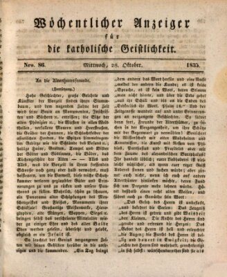 Wöchentlicher Anzeiger für die katholische Geistlichkeit Mittwoch 28. Oktober 1835