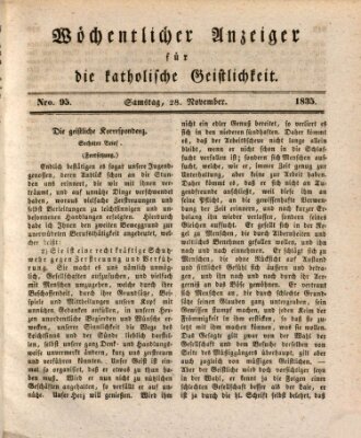 Wöchentlicher Anzeiger für die katholische Geistlichkeit Samstag 28. November 1835